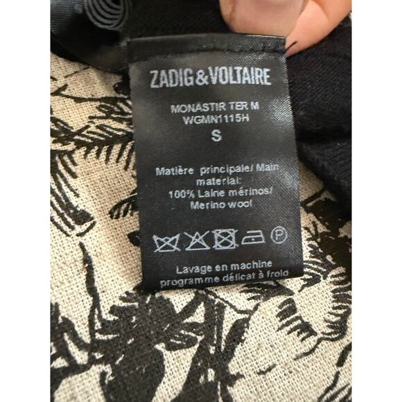 Zadig & Voltaire Sweater Women's Small 100% Merino Wool Skull Graphic Black - Picture 6 of 7
